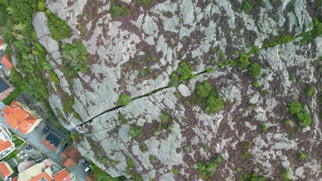 Top Down Drone - Fjallbacka, Sweden Cliff Crack
