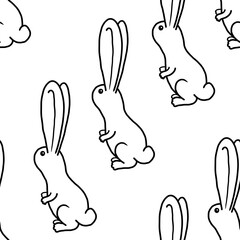 set of hand drawn funny bunny rabbit seamless abstract pattern background fabric design print wrapping paper digital illustration texture wallpaper