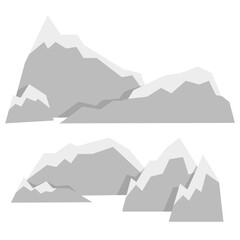 Set of big and long gray mountains with snow