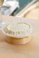 French cheeses Rocamadour served on marble board
