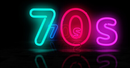 70s retro party neon light 3d illustration