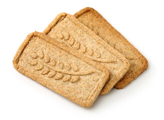 Cookies made of whole grain cereals on a white background 