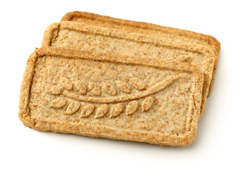 Cookies made of whole grain cereals on a white background 