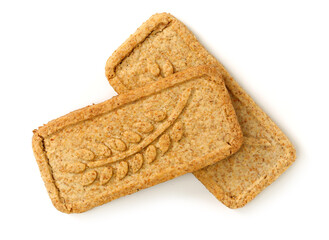 Cookies made of whole grain cereals on a white background 