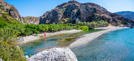 View of famous Preveli beach in the summer, Crete, Greece. © _jure