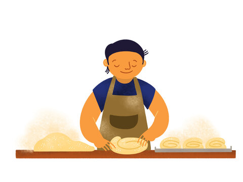 Filipino man making ensaymada