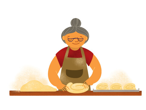 Filipino old lady making ensaymada