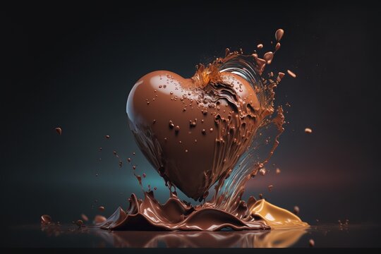 Chocolate heart splashes Royalty-free fictitious generative AI artwork that doesn't exist in real life.

