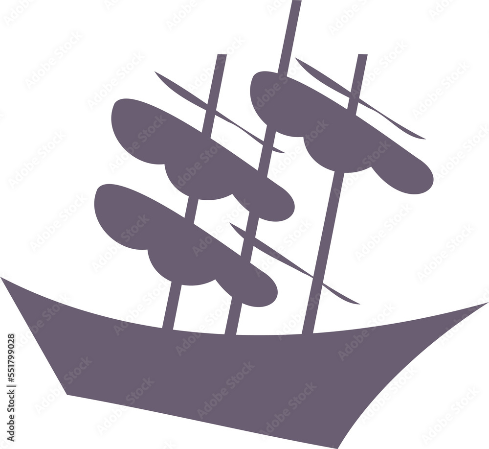 Poster silhouette of abandoned ship semi flat color raster object. large floating vessel. cruise ship. full