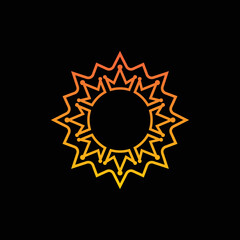 A creative logo design of a crown combination with a sun shape in a simple flat concept.