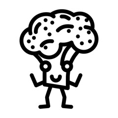broccoli character line icon vector. broccoli character sign. isolated contour symbol black illustration