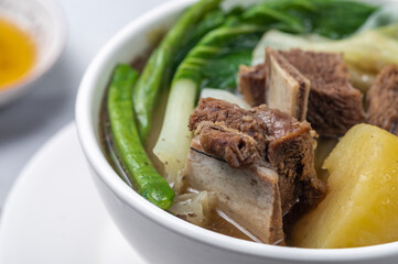 Beef Nilaga, or Nilagang Baka is a simple Filipino Beef and Vegetable Soup best paired with steaming hot rice and fish sauce with calamansi and chili as condiment 