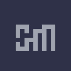 SM monogram logo bold signature icon.Alphabet initials isolated on dark fund.Abstract letter s, letter m.Lettering sign.Modern deco design, web, tech style characters.Geometric typography.