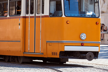 Fototapeta na wymiar Tram tramway public transportation in Budapest, Hungary.