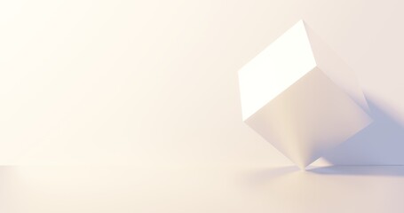 White minimal podium background cube object 3d render