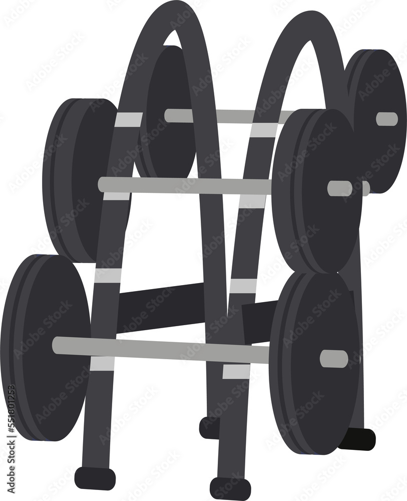 Poster dumbbells set semi flat color raster object. gym equipment for weight training. exercising tools. fu