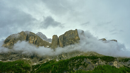 Dolomites landscape with clouds