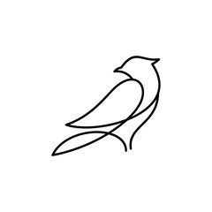 Continuous one line drawing of eagle or hawk bird vector,