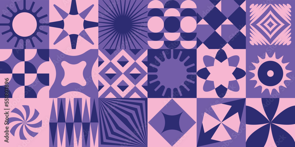 Poster vector minimal geometric illustrations set - trendy abstract aesthetic minimal compositions, prints,