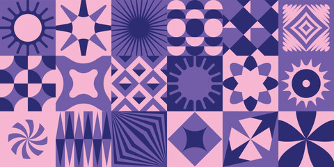 Vector minimal geometric illustrations set - trendy abstract aesthetic minimal compositions, prints, frames and graphic design elements