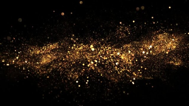Golden Glitter Particles Loop Background Alpha Channel V04