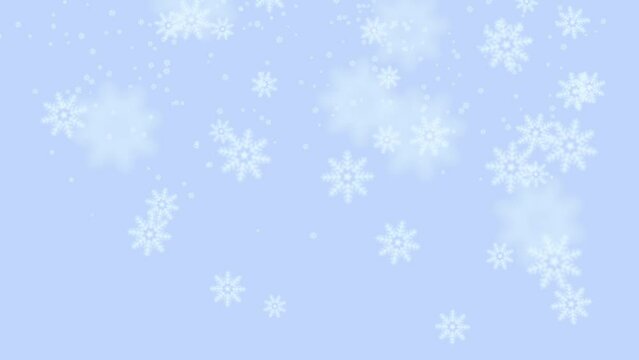 雪の結晶が舞うアニメーション動画素材　冬空