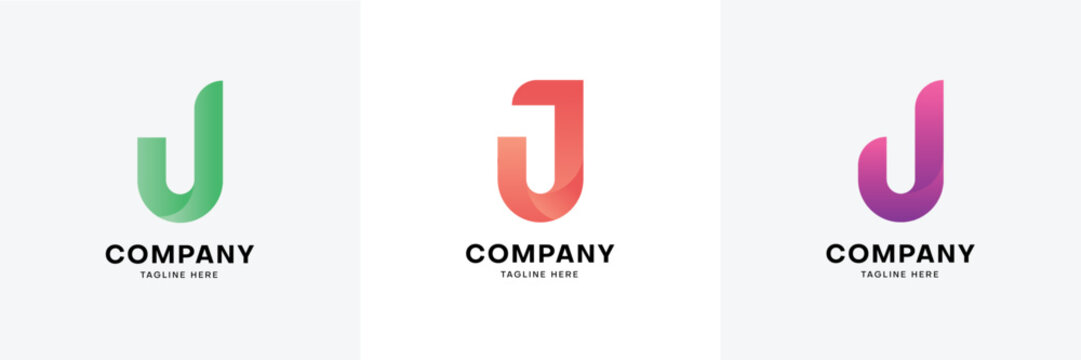Letter j initial colourful gradient logo template collection