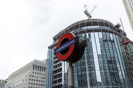 London, UK - September 8 2022 - Underground sign on glass building