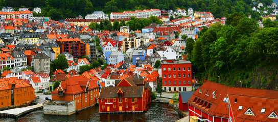 Naklejka premium Bergen is a city and municipality in Vestland county on the west coast of Norway.