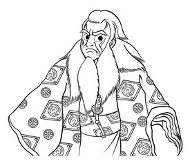 髭の意休,歌舞伎,助六,線画