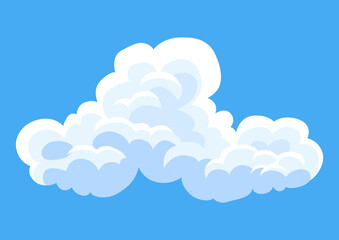 Cartoon clouds. Abstract white cloudscape icon symbol. cloudy landscape or simplicity nature aerial panorama. Round shapes in flat style