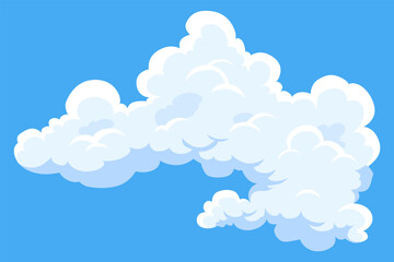 Cartoon clouds. Abstract white cloudscape icon symbol. cloudy landscape or simplicity nature aerial panorama. Round shapes in flat style