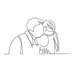 Vector illustration of father and daughter drawn in line art style