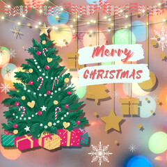 Merry Christmas card with beautiful decore