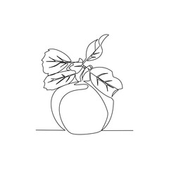 Vector illustration of apple drawn in line art style