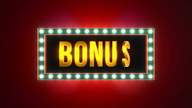 Bonus - extra level or special payment. Bonus payment or extra game level. Winning, casino, gambling, roulette, special reward and extra money. 3D animation
