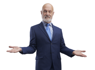PNG file no background Businessman presenting himself to the audience