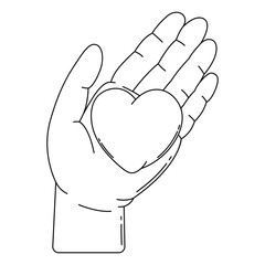 Happy Valentine Day illustration of hand holds heart. Holiday romantic love symbol.
