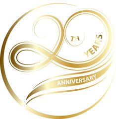 20 anniversary chart logo in golden color for celebration event illustration