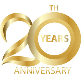 20 anniversary chart logo in golden color for celebration event illustration