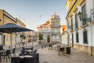 Beautiful Belmarco Mansion in the city center of Faro, Algarve, Portugal. - obrazy, fototapety, plakaty