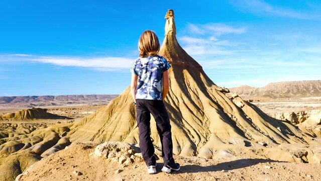 family visiting Spain, Bardenas desert, Navarra