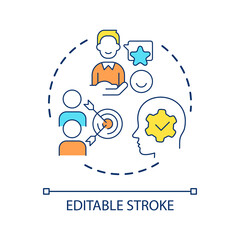 Personal development strategy concept icon. Self management. Setting goals. Achievement plan abstract idea thin line illustration. Isolated outline drawing. Editable stroke. Arial font used
