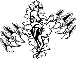 Monster With Talon Claw Tearing A Rip Through Wall