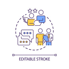 Small business assistance concept icon. Professional relationship. Consulting service abstract idea thin line illustration. Isolated outline drawing. Editable stroke. Arial font used