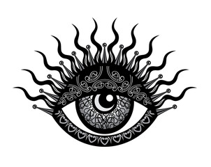 All seeing eye  symbol tattoo. Vision of Providence emblem. Vector illustration.