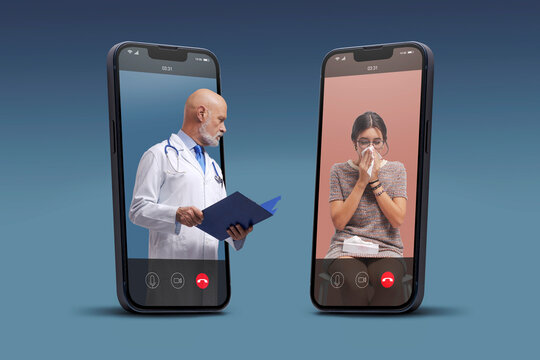 Online doctor assisting a patient