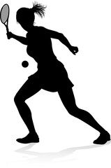Fototapeta na wymiar Tennis Silhouette Sport Player Woman