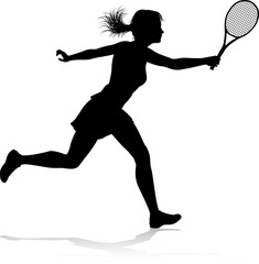 Tennis Silhouette Sport Player Woman