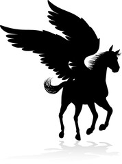 Fototapeta premium Pegasus Silhouette Mythological Winged Horse